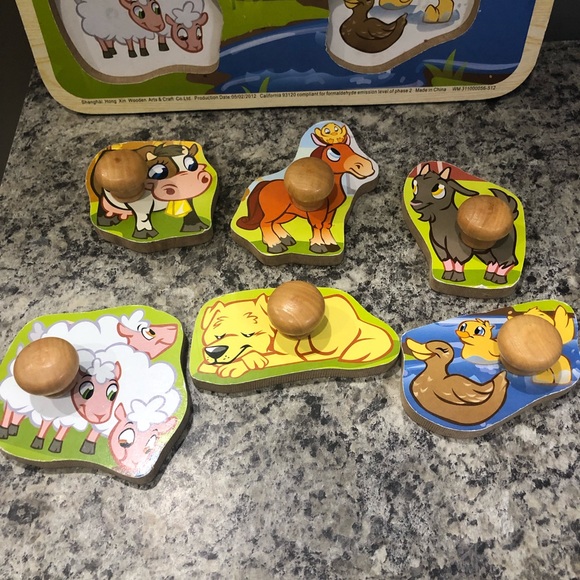Wooden Block Farm Animal Puzzle, Toy - Picture 6 of 8